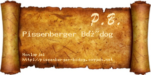 Pissenberger Bódog névjegykártya